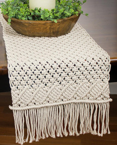Macrame Natural Table Runner 45 In T4011012 - The Fox Decor